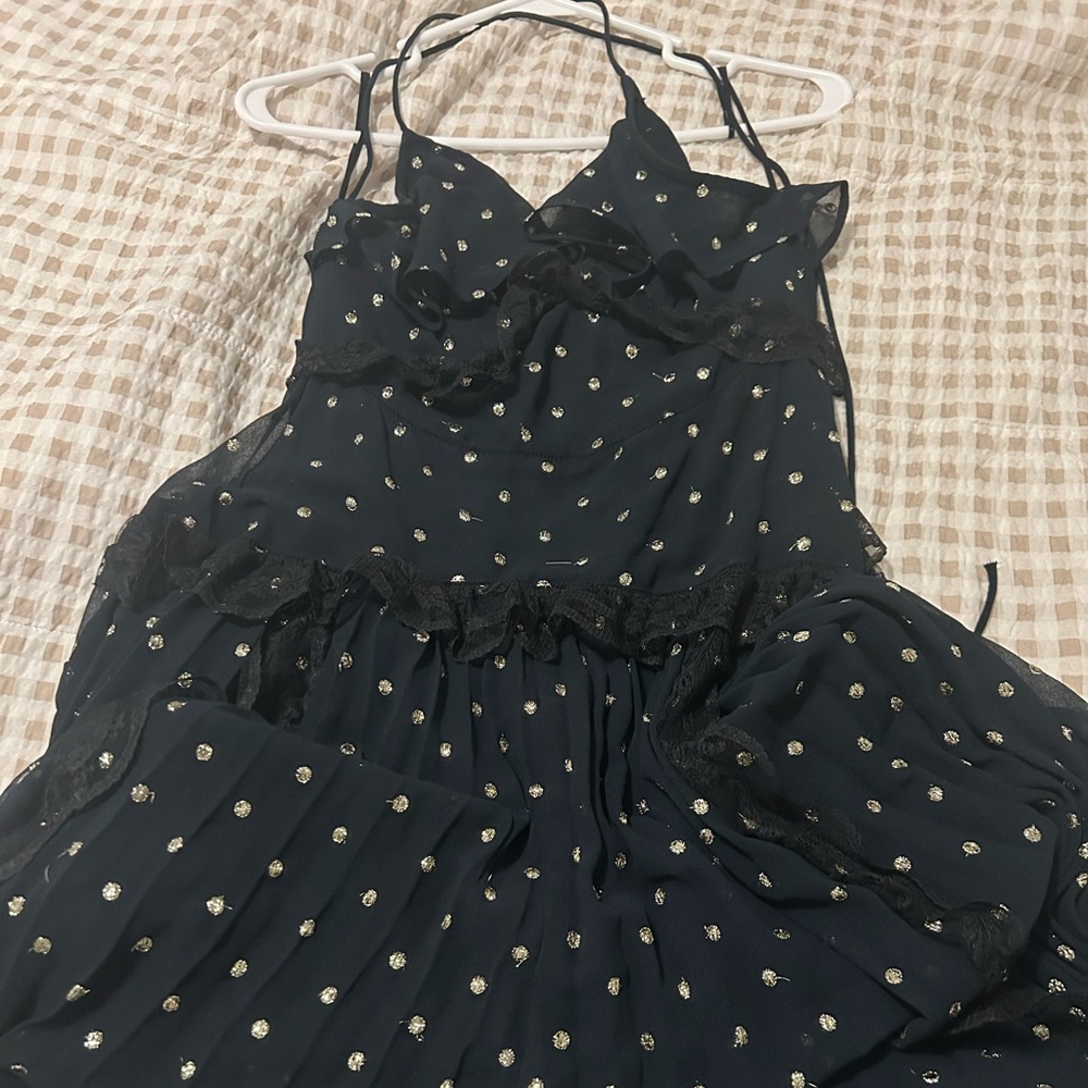 Topshop Metallic Dot Halter Maxi Evening Dress